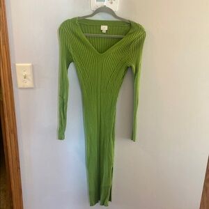 A New Day Green Ribbed Bodycon Midi Dress